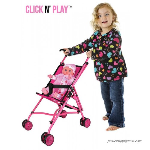 Precious Toys 0126a Hot Pink Doll Stroller With Black Handles & Frame for sale online